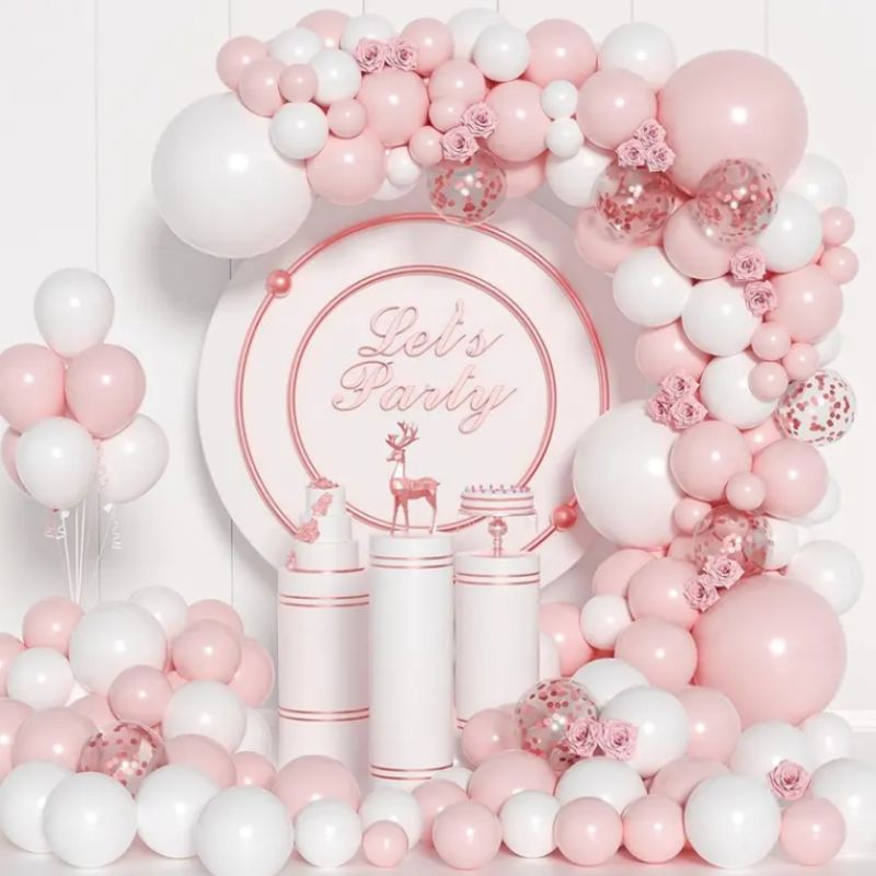 Pink White Latex Balloon Garland Kit Rose Gold Confetti Balloons For Baby Shower Wedding Birthday Party Balloons