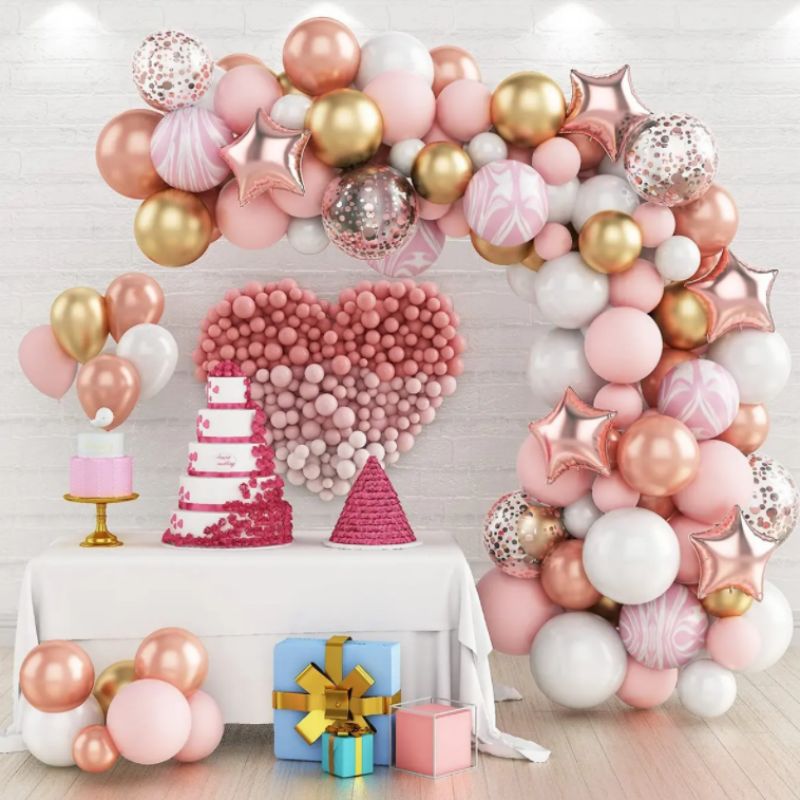 Pink Macaron Metal golobos Garland Arch Kit Wedding Birthday Party Ballons Decoration Kids Baby Shower Latex Confetti Balloon
