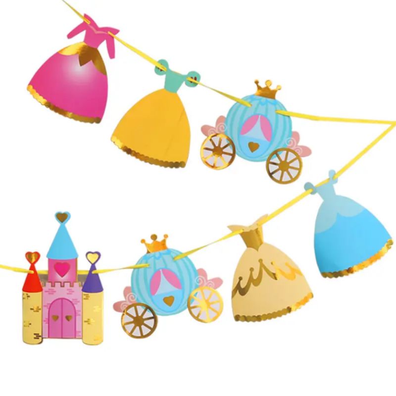 DAMAI New Design Princess Dress Party Banner Girl Carriage Castle Birthday Decoration Party Banner Supplies