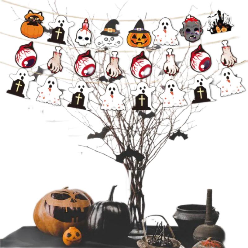 Hot Sale Mantle Fireplace Halloween Theme Party Decorations Supplies Halloween Banner Bunting Outdoor Indoor Home Decor