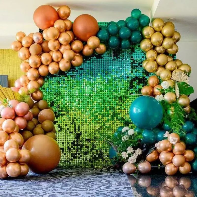 Black buckle backboard green shimmer sequin panel wall for birthday wedding halloween christmas