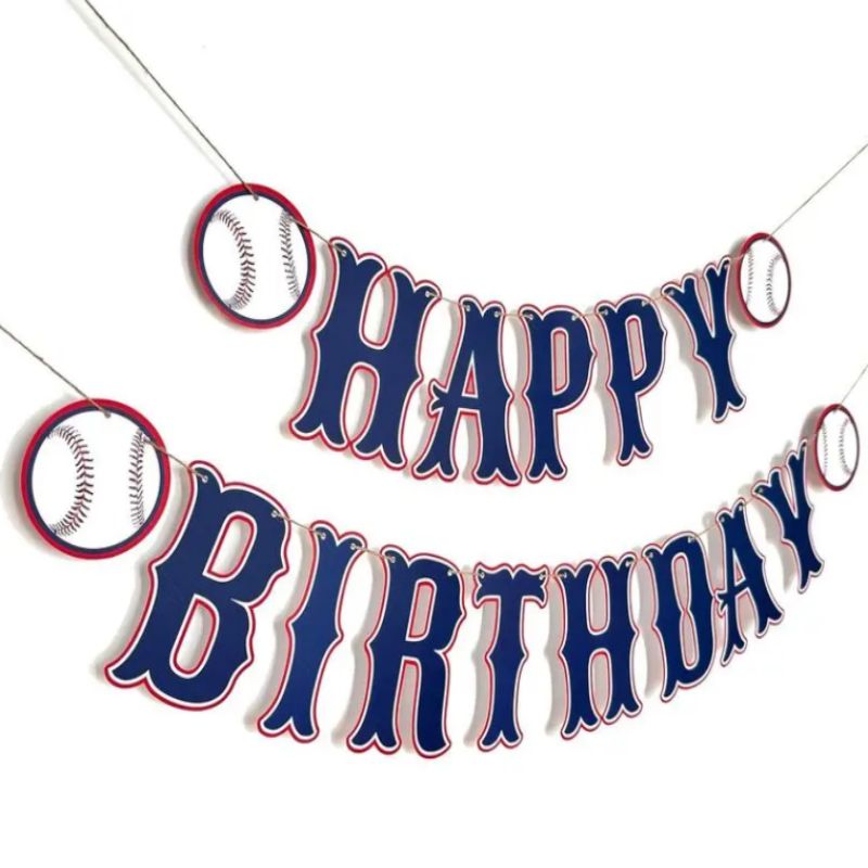 Happy Birthday Paper Banner,Baseball Theme Birthday Banner for Children Birthday Party Decorations,Fancy Party Decorations
