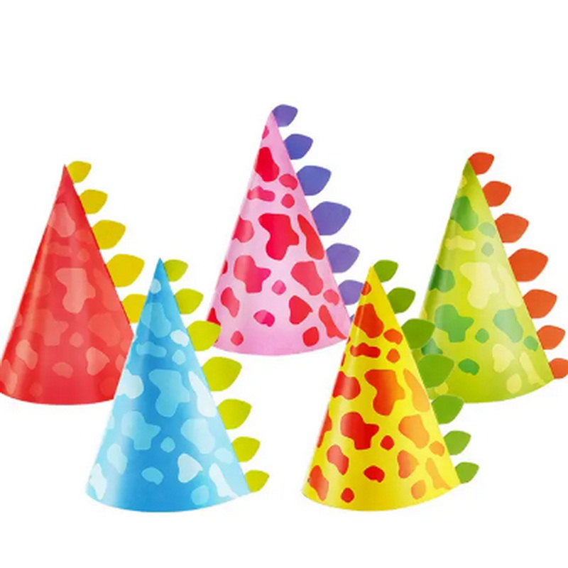 Wholesale 10 Pieces Dinosaur Birthday Party Hats Colorful Paper Cone Hat for Kids Children DIY Birthday Party Supplies