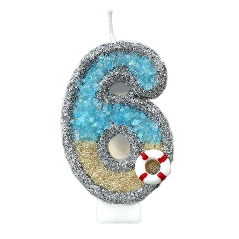 0-9 Numbers Coastal Beach Blue Model Handmade Model Numbers Ambiance Exquisite Birthday Candle
