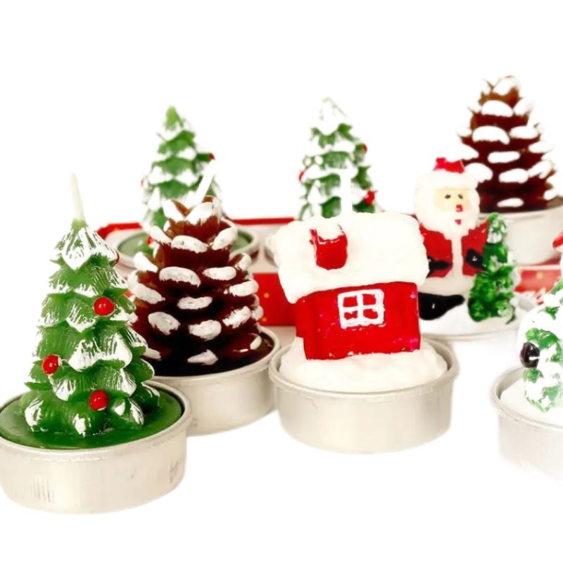 Luxury Christmas Scented Candle Gift Set Romantic Ornament Paraffin Wax Pine Cone Candles Christmas Tree Twisted Candles