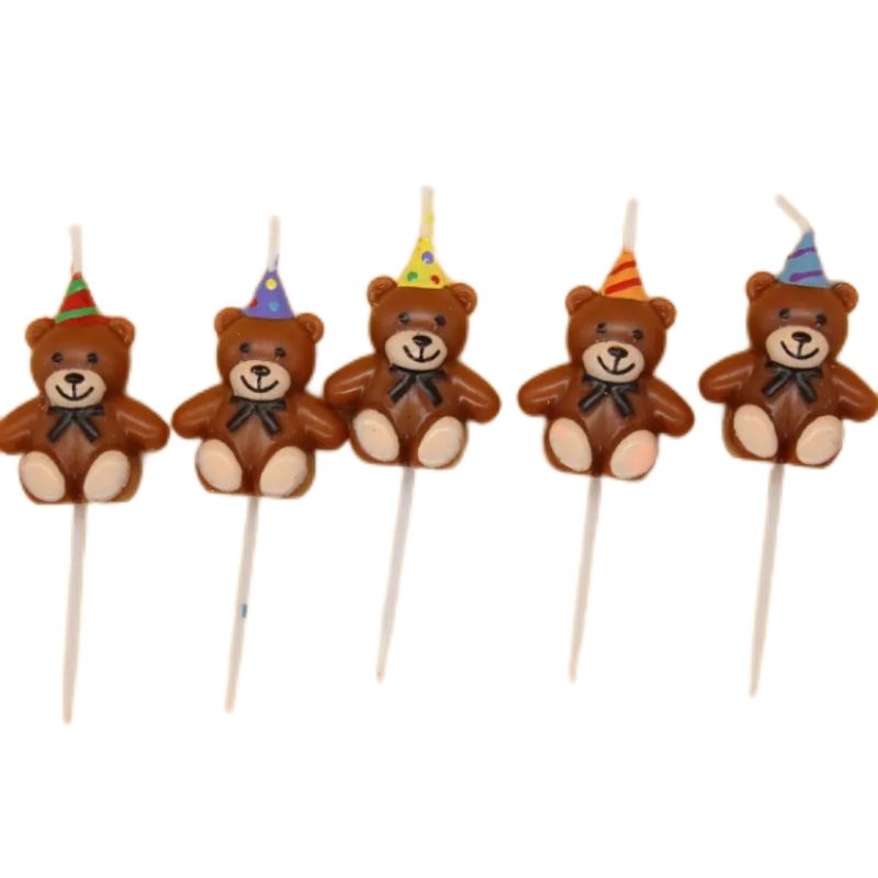 Wholesale In Stock Korean Ins Cute Cartoon Bear Candle Children Birthday Party Cake Candle for Decoration