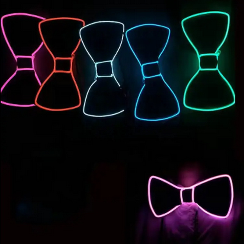 LED Neon Bow Tie EL Wire Light Glowing Wedding or Christmas Decor for Rave Parties or Costume Accessories