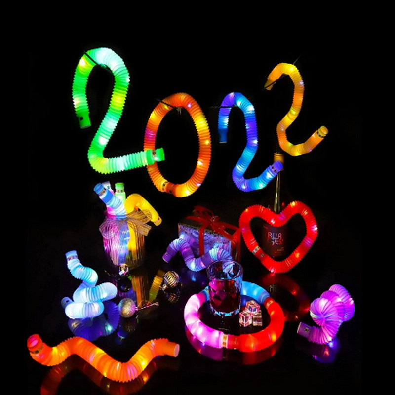 Light Up Pop Tube Fidget Sensory Toys Sets Magic Pop Tubes for kids