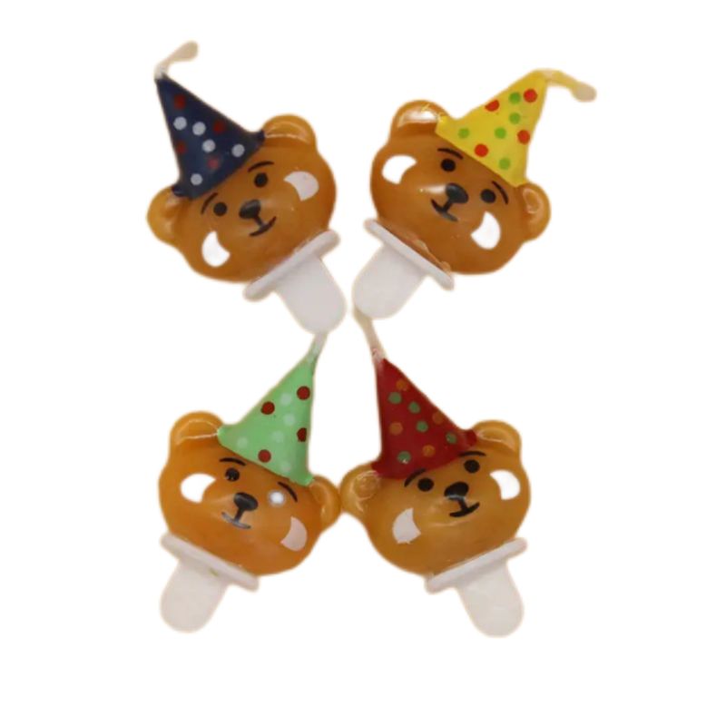 Chinese Manufacturer Wholesale Quality Cartoon Cute Hat Bear Birthday Candle for Cake Decoration