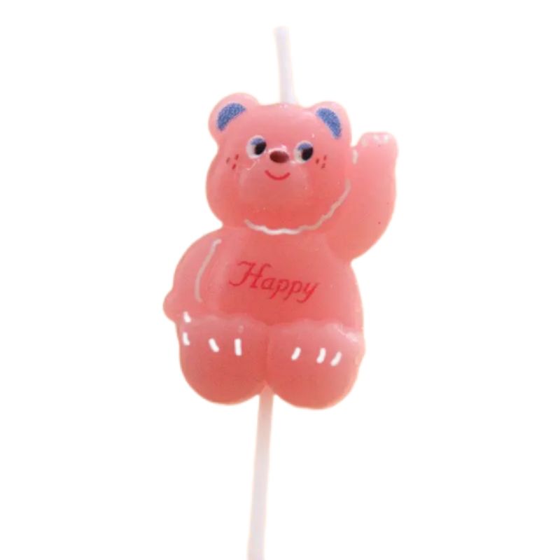 Chinese Manufacturer Wholesale Quality Cartoon Cute Pink Bear Birthday Candle for Cake Decoration