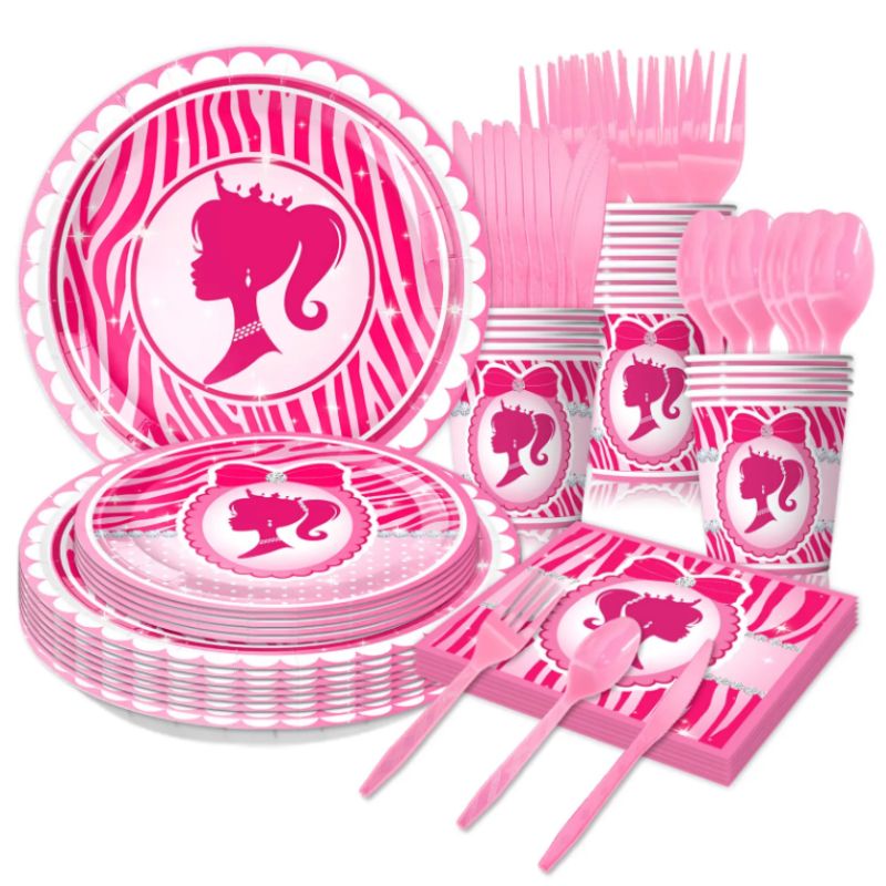Pink Girls Birthday Party Theme Party Decoration Set Customized Paper Plate Including Wedding Festive Party Supplies