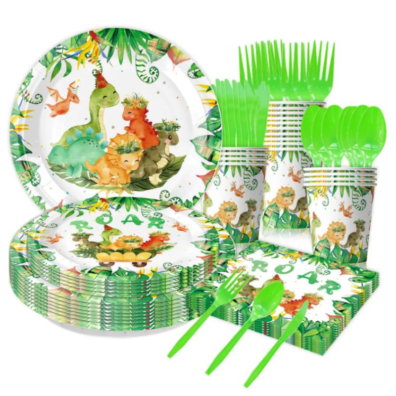 Startparty Dinosaurs Theme Birthday Party Disposable Tableware Sets Paper Plate Party Holiday Supplies