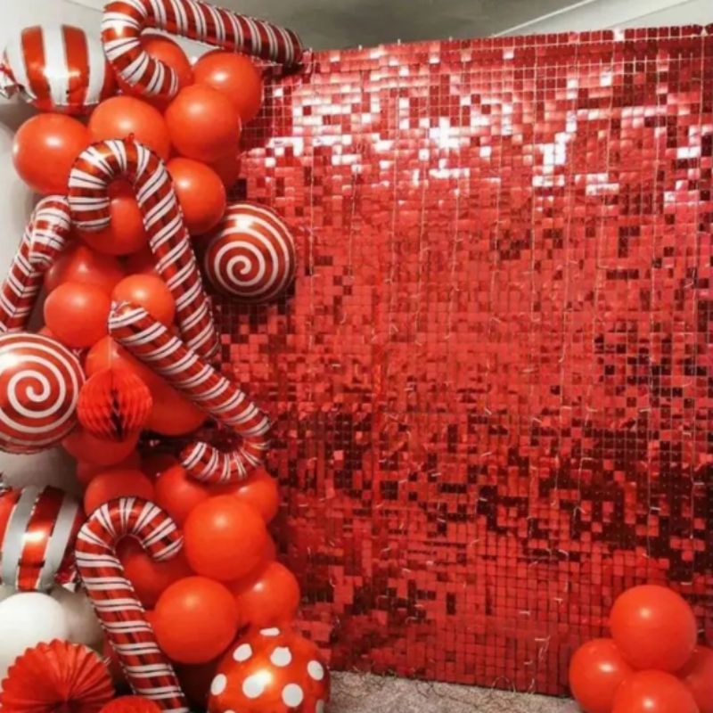 Manufacture New Design Decoration Things Wedding Other Christmas Decorations 24 Pcs/Set 30 Cm Red Sequence Shimmering Wall Panel