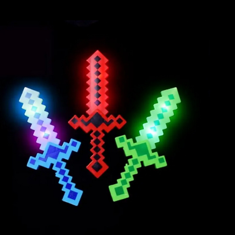 Xmas LED Flashing Kids Toy With Sound 15'' Saber Light Up Pixel Swords For Christmas Holiday Toys