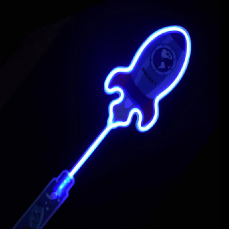 17" LED Rockets Neon light Up Wands For Kids Custom Acrylic Party Light Up Novelty Glow Stick With Handle For Concert