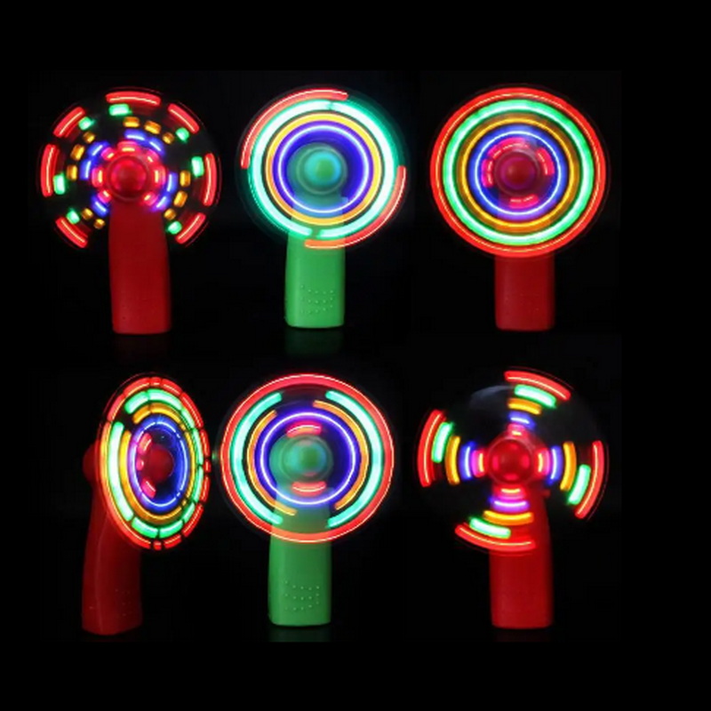 Customizable Rave RGB LED Light Up Hand Fan Handheld Portable Camping Mini Fan With LED Flashlight