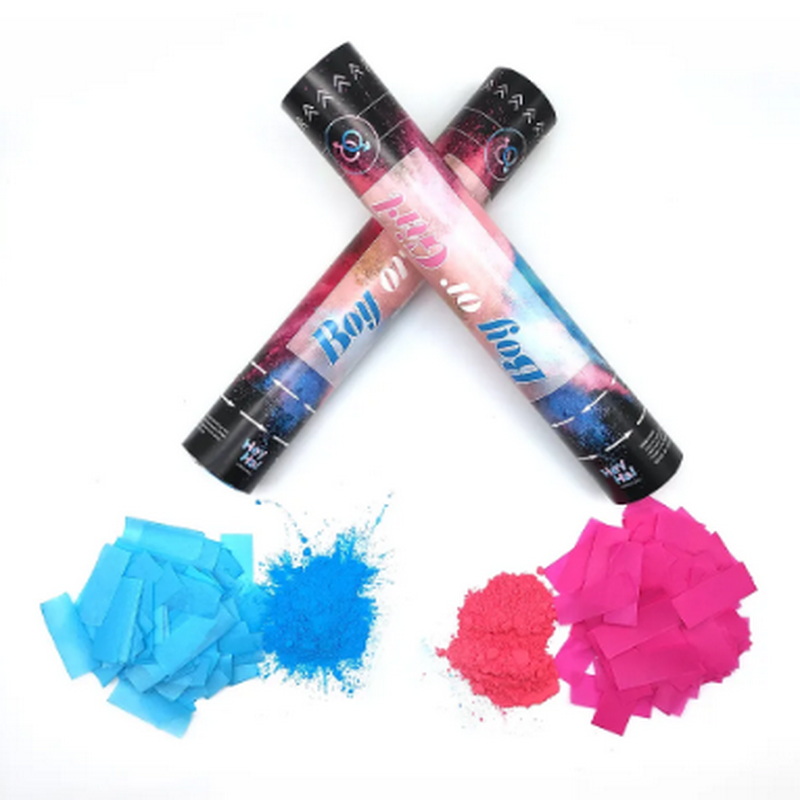 Heyha wholesale blue and pink air compressed confetti cannon party decoration confetti shooter baby shower