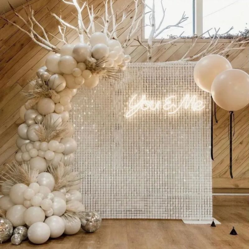 Outdoor Grid Panel Interlocking 3d Panel Backdrop Sequin Shimmer Wall For Wedding Birthday Party Decoration