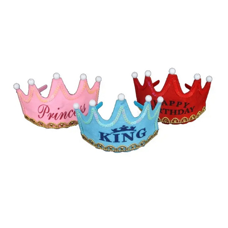 Custom Beautiful Party Decorations Supplies Crown Happy Birthday Paper Hat led light birthday party supplies hat