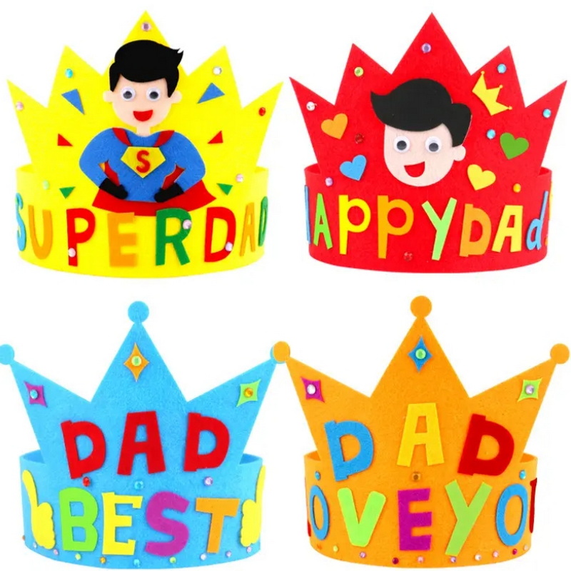 Father's Day DIY crown non-woven handmade gift kindergarten children creative puzzle materials package hair accessories