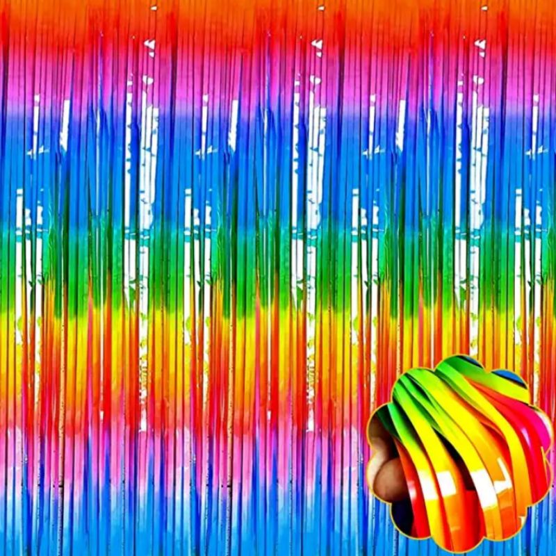 1*2M PET foil curtain good quality birthday wedding party supplies gradient foil fringe curtain