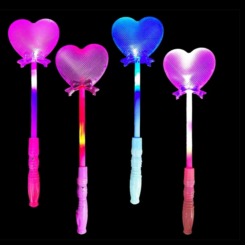 Party LED Glowing Flashing Light Up Wand Heart Magic Sticks Toy for Girls Boys Princess Birthday Gift Christmas Decoration