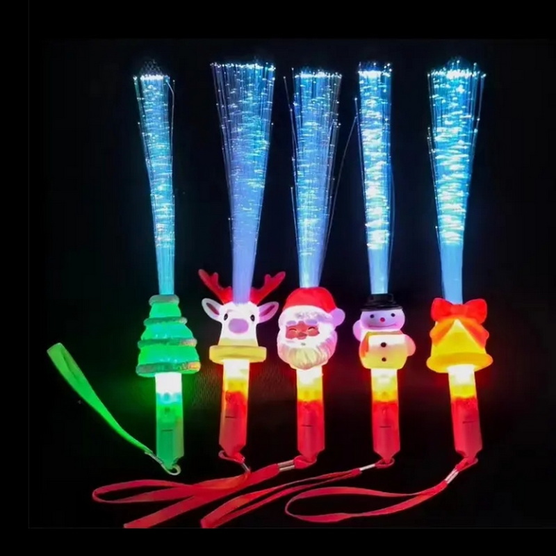 Hot Sale Christmas Series Fiber Optic Stick Plastic Glow Stick Changing Flash Stick Concert and Party Toy