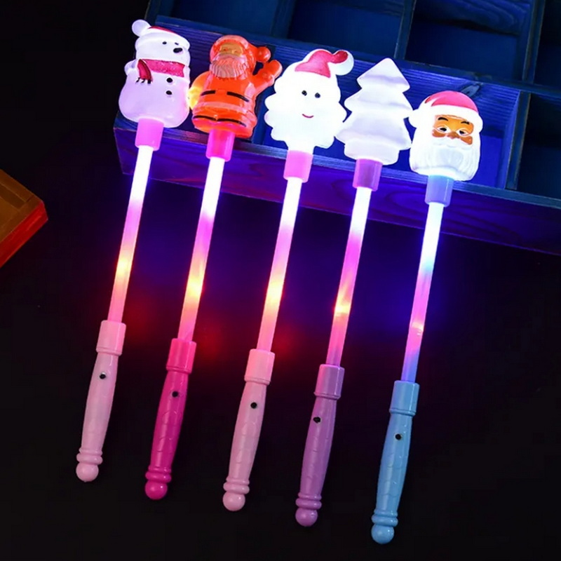 LED Flashing Lights up Glow Party Xmas Santa Claus snowman tree plastic flash sticks for Christmas Gift