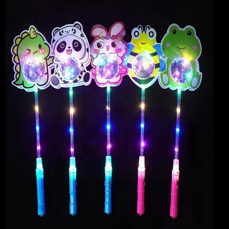 New Cartoon Little Animal Flash Wand Children's Plastic and Metal Handheld Projection Magic Toy for Party Cosplay Props