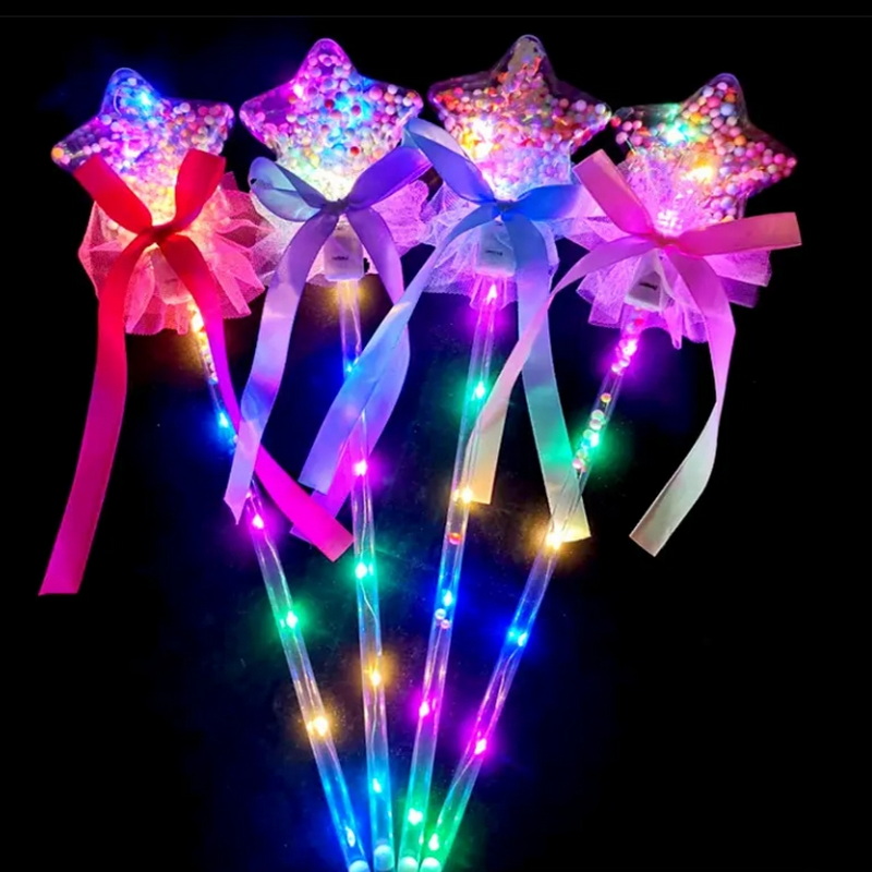 Wave Ball Magic Stick Fairy Stick Sparkling Glow Toy Children Halloween Christmas New Year Parties Small Push Party Supplies