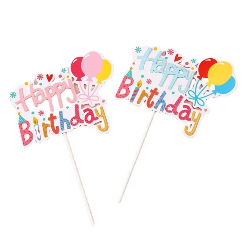Birthday Cake Topper Cakes Decoration Accessories Paper Multi Colors Happy Birthday Cake Toppers for Baby First Birthday Decor