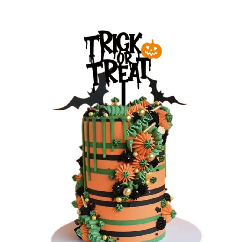 Halloween Acrylic Cake Insert Double Layer Pumpkin Ghost Bat Halloween Cake Decoration Party Supplies