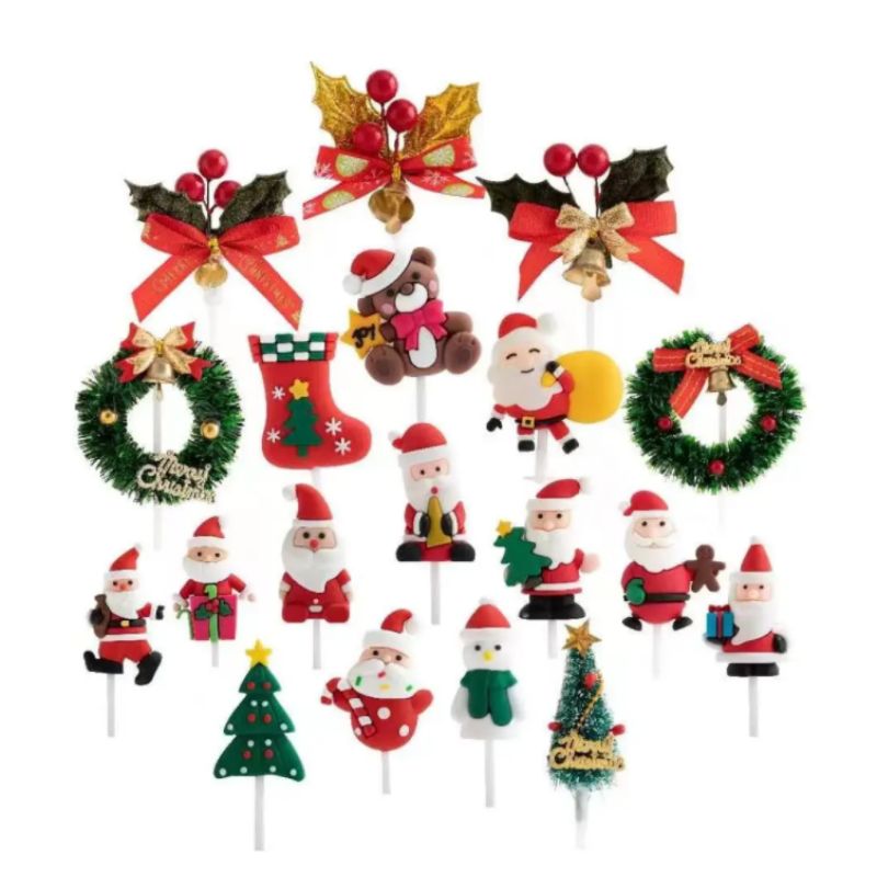 Soft Glue Christmas Cake Topper for Cake Decoration Snowman Christmas Tree
