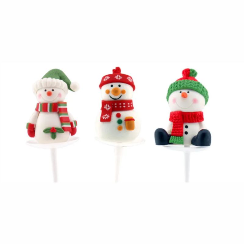 Christmas Toys Snowman Decor Snowman Figurine Polymer Clay Christmas Cake Topper Decorative Party Indoor Cake Decoration