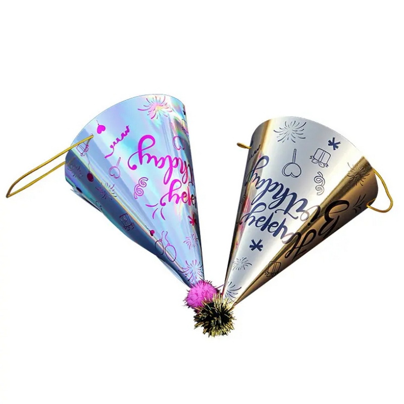 New children's party supplies laser cone hat carnival birthday hat custom birthday supplies