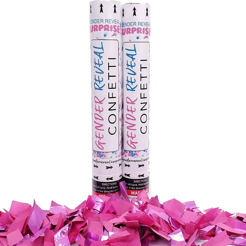 18 Inch Gender Reveal Confetti And Powder Poppers Bundle 2 Pink 2 Blue