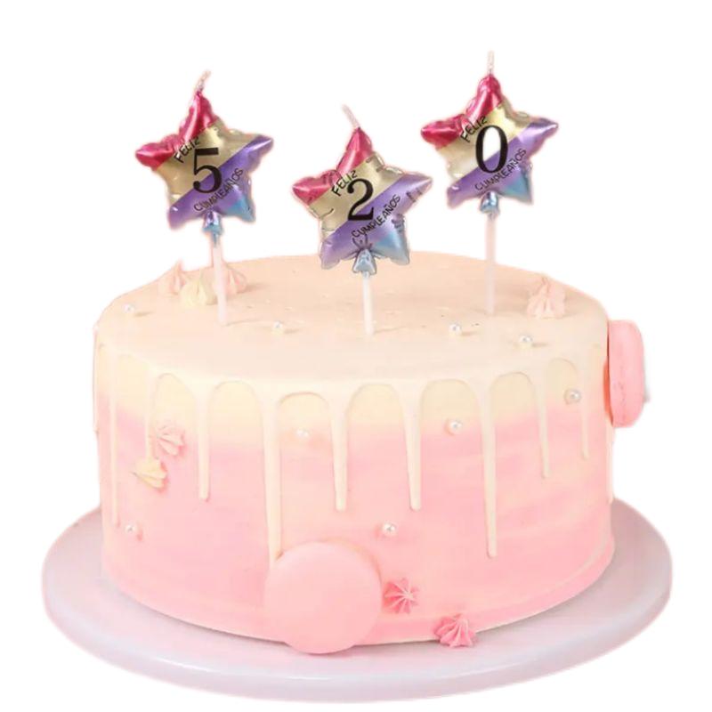 Creative Colorful five-pointed digital Candle cake to decorate birthday candles