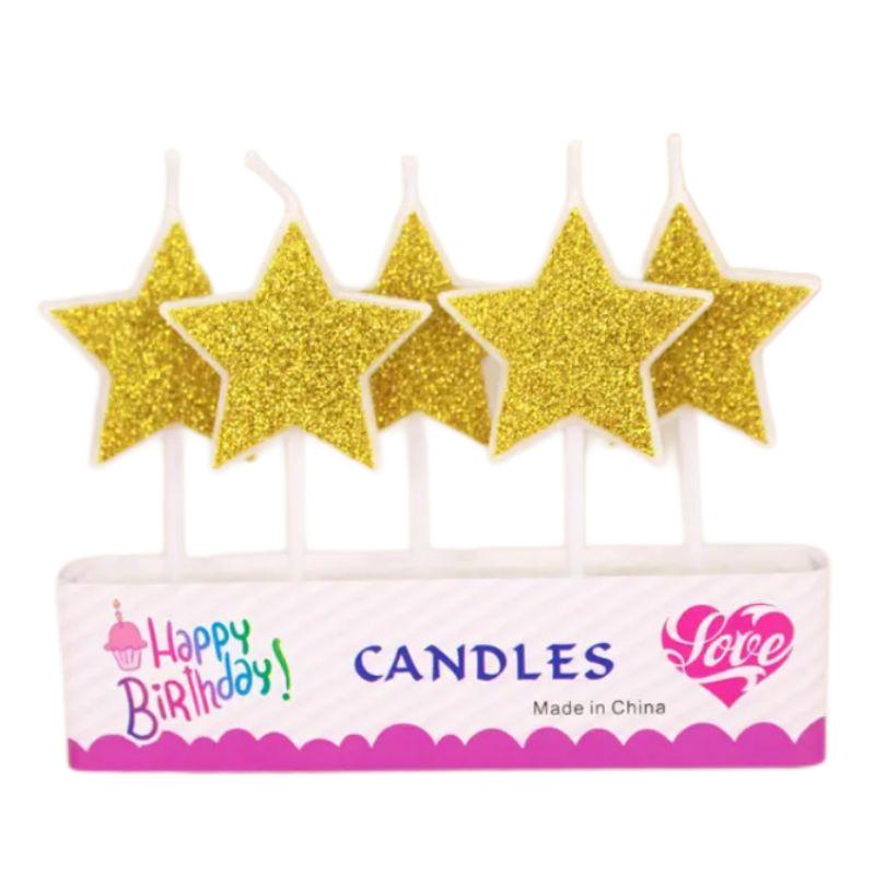 Hot selling new creative Christmas Pentacle candle glitter gold powder diy accessories Birthday cake smokeless candle