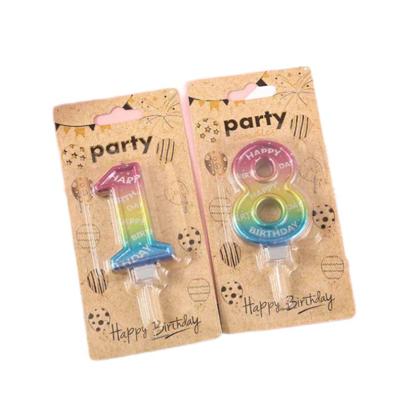 Bake birthday party digital candles Baby's first birthday cake candles fade color gold and silver birthday candles